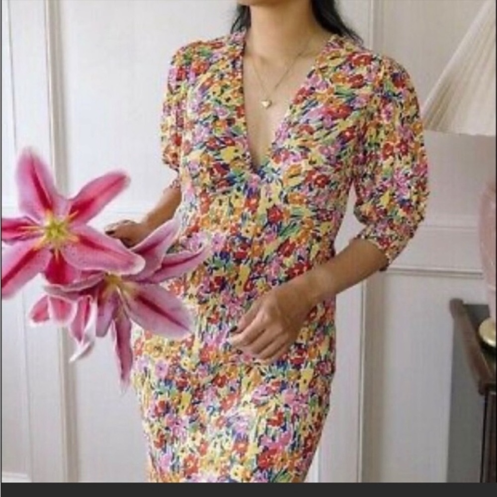 Rixo x Target Colorful Floral Puff Sleeve Midi Dress - Picture 8 of 15